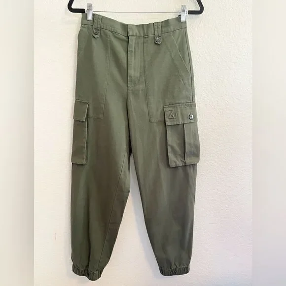 Zadig & Voltaire Pilote Canvas Cargo Jogger pant in olive green 34. NWT